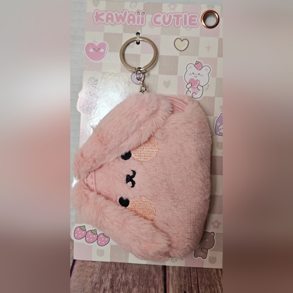 Kawaii Cutie Pink and Brown Plush Keychain Set NIP - Picture 5 of 10